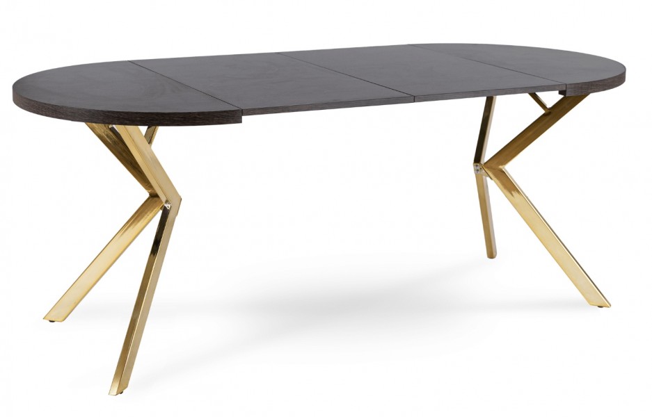 Rozkładany stół jadalniany glamour Lugo 90-190 cm, czarny/złoty