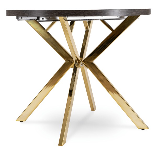 Rozkładany stół jadalniany glamour Lugo 90-190 cm, czarny/złoty