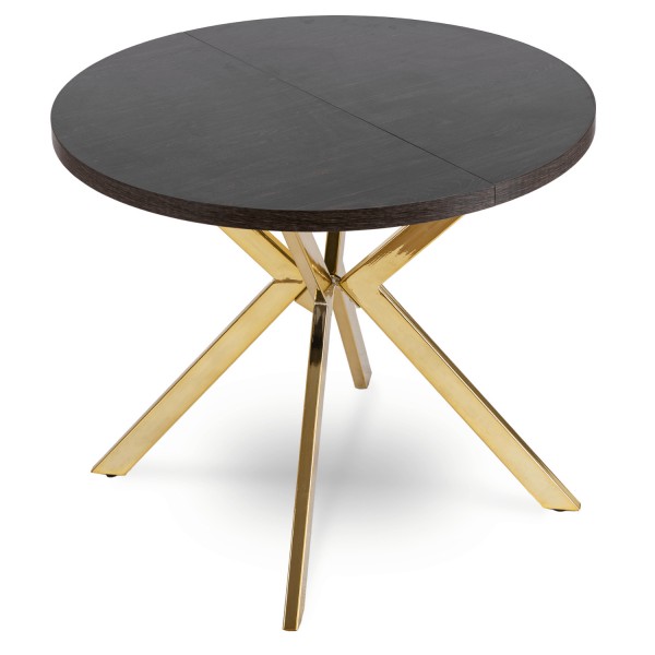 Rozkładany stół jadalniany glamour Lugo 90-190 cm, czarny/złoty