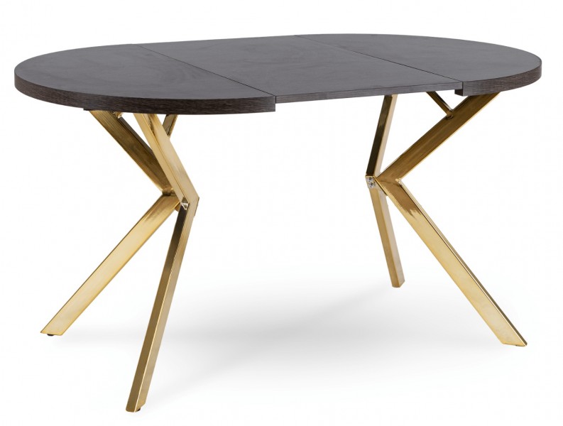 Rozkładany stół jadalniany glamour Lugo 90-190 cm, czarny/złoty