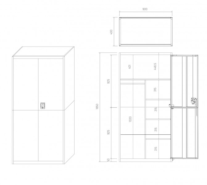 Metalowa szafa gospodarcza Dawid Smart 90x40x185 cm, antracyt