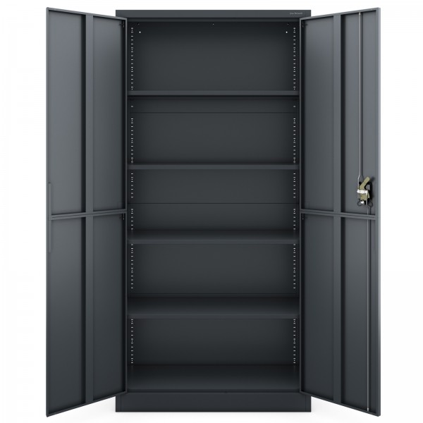 Metalowa szafa biurowa z półkami Jan Smart 90x40x185 cm, antracyt