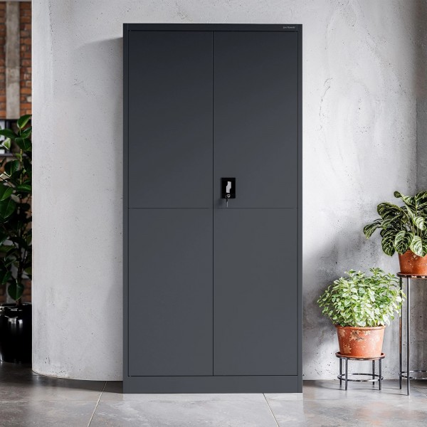 Metalowa szafa biurowa z półkami Jan Smart 90x40x185 cm, antracyt