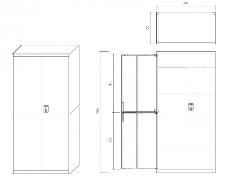 Metalowa szafa biurowa z półkami Jan Smart 90x40x185 cm, antracyt