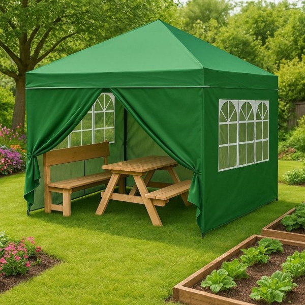 Automatyczny namiot ogrodowy 3x3 m z oknami Gardenia 4W-GR, zielony