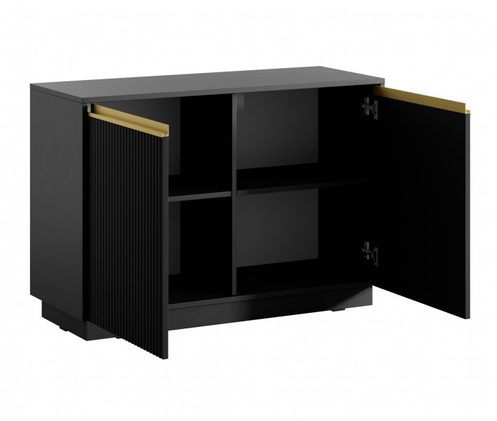 Dwudrzwiowa komoda ryflowana Royal K104, kolor czarny