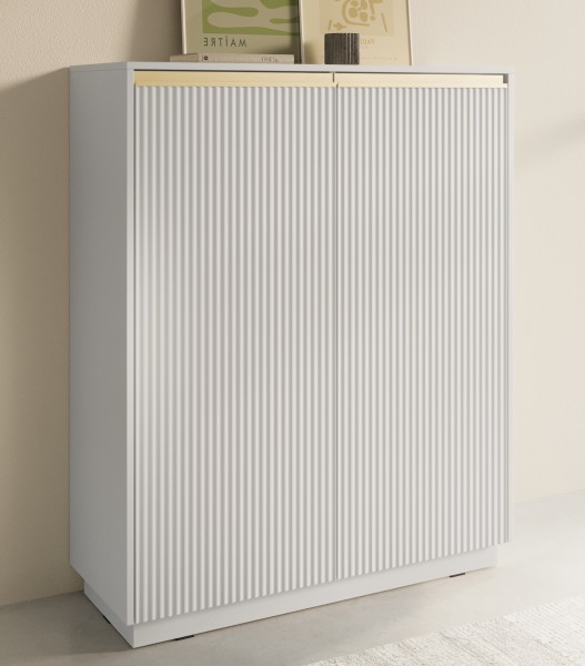 Wysoka komoda ryflowana Royal KW104, kolor biały