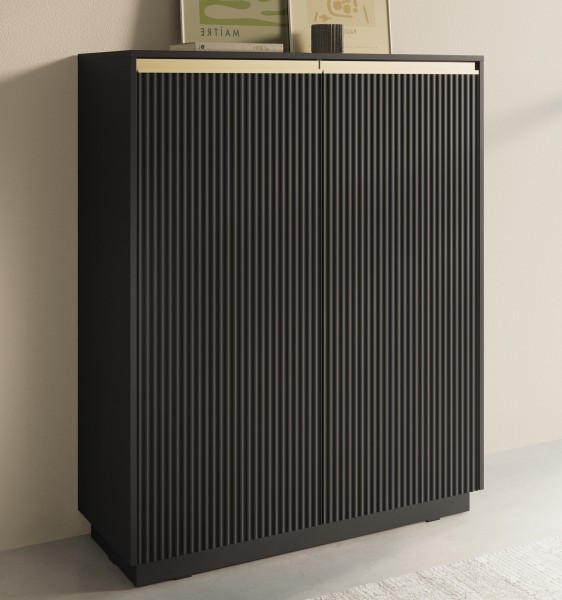 Wysoka komoda ryflowana Royal KW104, kolor czarny