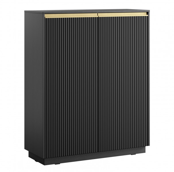 Wysoka komoda ryflowana Royal KW104, kolor czarny