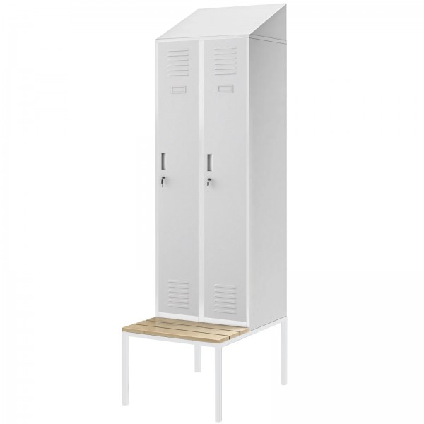 Szatnia z ławeczką i daszkiem Kacper II PRO 60x85x229,5 cm, szary