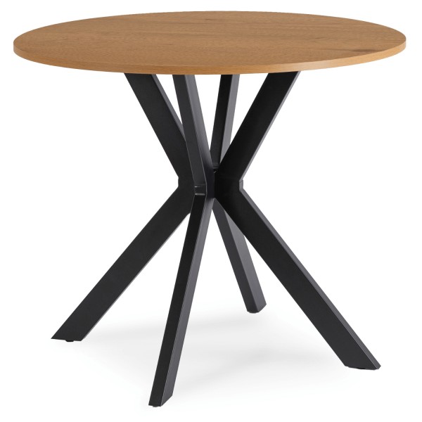 Okrągły stół w stylu industrialnym Lauren 80 cm, dąb złoty/czarny
