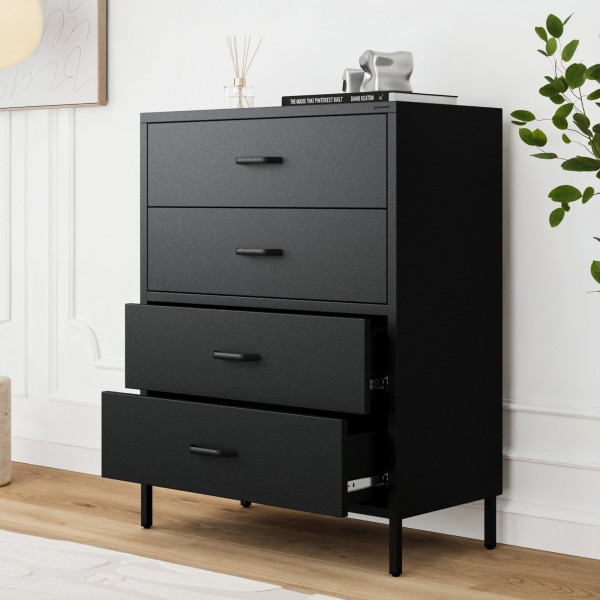 Komoda metalowa 4 szuflady Modern Carla, kolor czarny