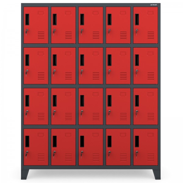 Szafa BHP 20-skrytkowa 136x45x172 cm Robert, antracyt/czerwony