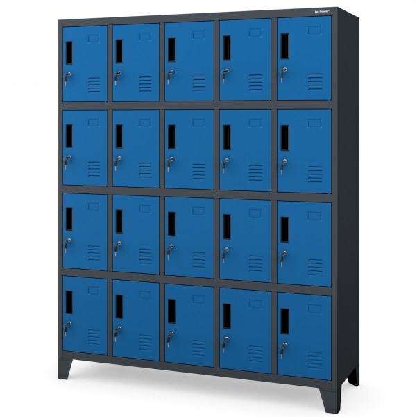 Szafa BHP 20-skrytkowa 136x45x172 cm Robert, antracyt/niebieski
