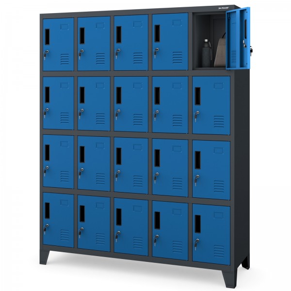 Szafa BHP 20-skrytkowa 136x45x172 cm Robert, antracyt/niebieski