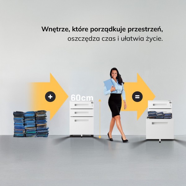 Metalowy kontenerek pod biurko Kate, biały