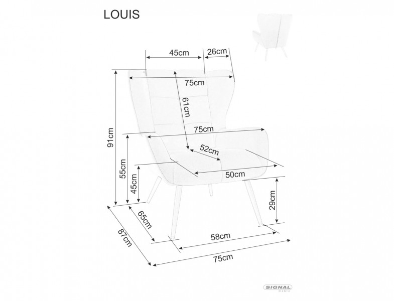 Aksamitny fotel do salonu z pikowaniem Louis Velvet Signal
