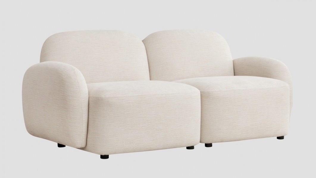 Nowoczesna, dwuosobowa sofa do salonu Helmi, kolor ecru