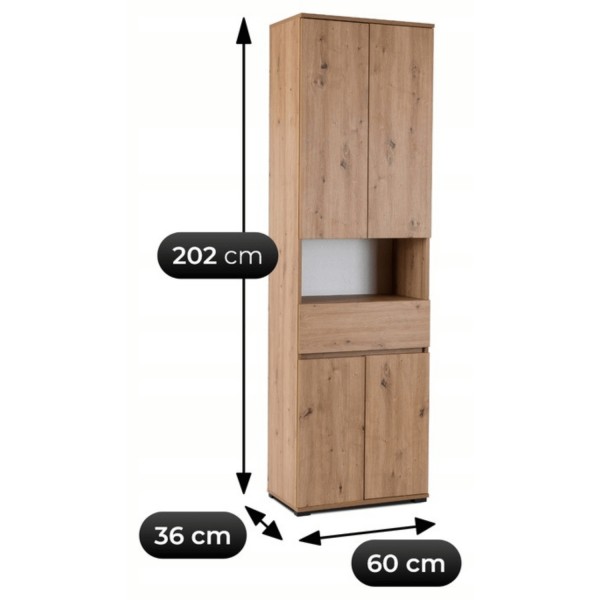 Pojemna szafka do przedpokoju - słupek Modena 60 cm, dąb artisan