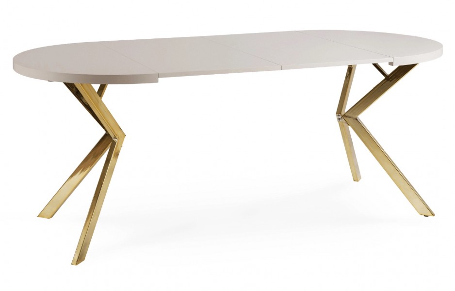 Rozkładany stół jadalniany glamour Lugo 90-190 cm, kaszmir/złoty