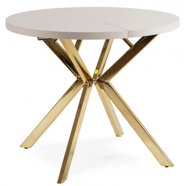 Rozkładany stół jadalniany glamour Lugo 90-190 cm, kaszmir/złoty