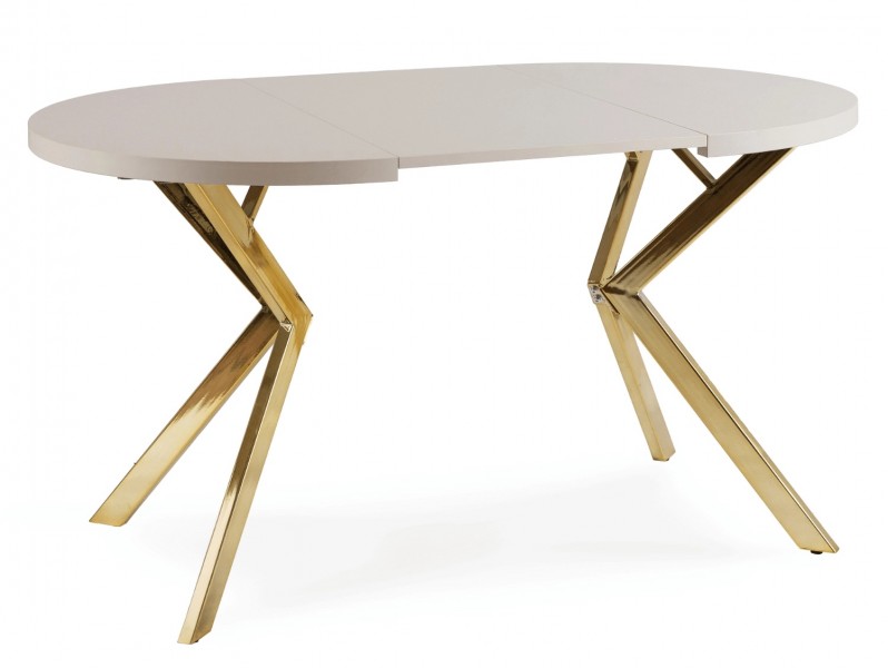 Rozkładany stół jadalniany glamour Lugo 90-190 cm, kaszmir/złoty