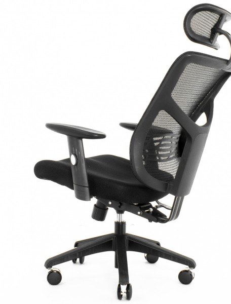 Ergonomiczne krzesło biurowe z siatki ErgoFly Star-E T-01, zgodne z normą BHP, kolor czarny