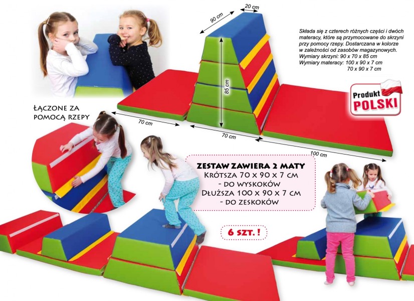 Piankowa skrzynia gimnastyczna z materacami Creatino, 6 elementów