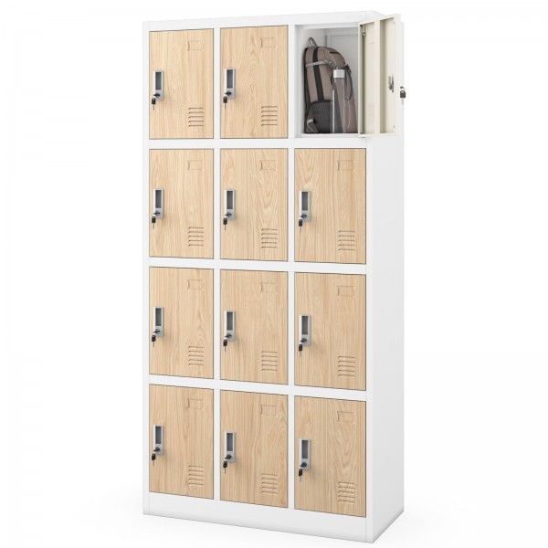 Szafa BHP z 12-skrytkami 90x40x185 cm Eco Design Marcin, biały/dąb sonoma