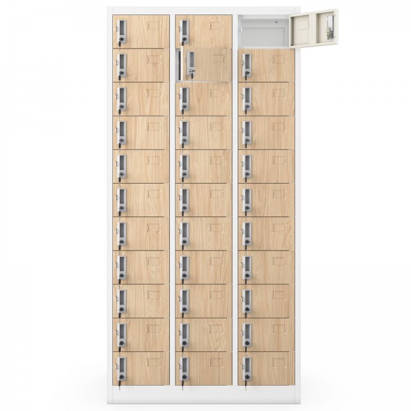 Metalowa szafa depozytowa Eco Design Oliver 90x45x185 cm, biały/dąb sonoma