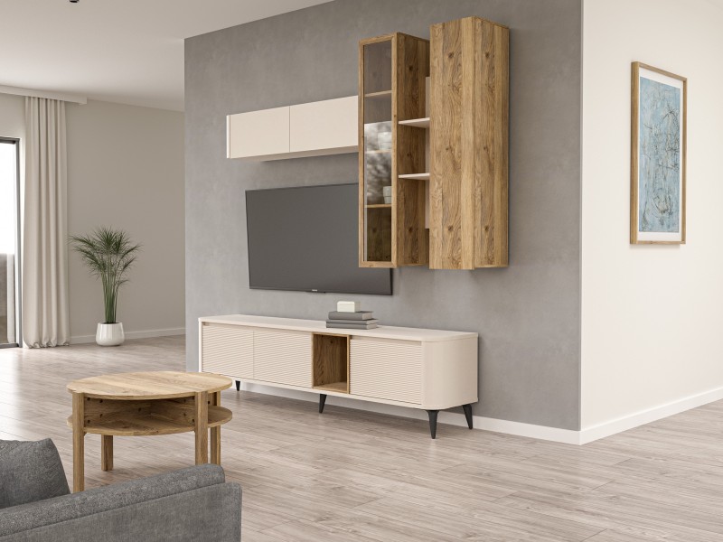 Dwudrzwiowa szafka ścienna Breathtaker 130 cm, kolor piaskowy