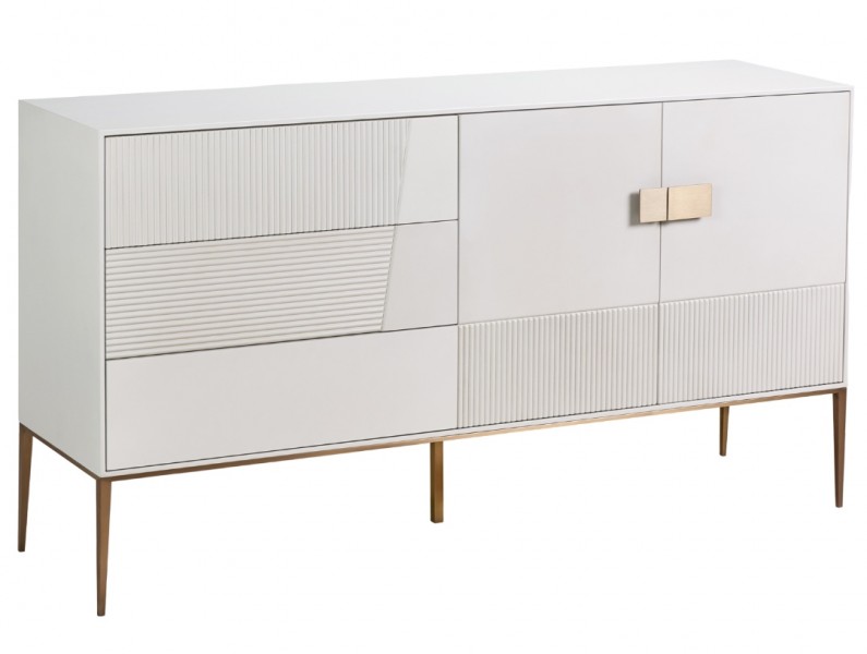 Komoda glamour z szufladami Stilig ST102A w kolorze złamanej bieli