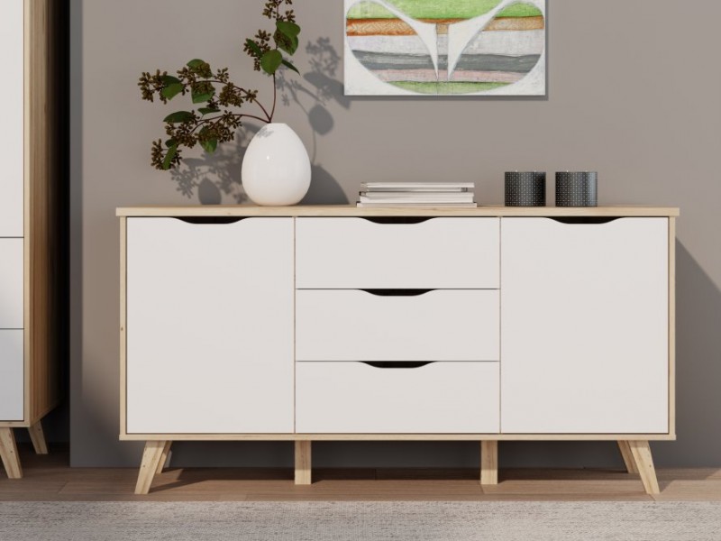 Komoda w stylu skandynawskim Vankka 231, kolor dąb/biały