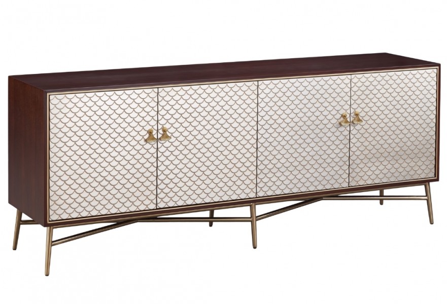 Czterodrzwiowa komoda glamour Stilig ST198 z wzorem rybiej łuski