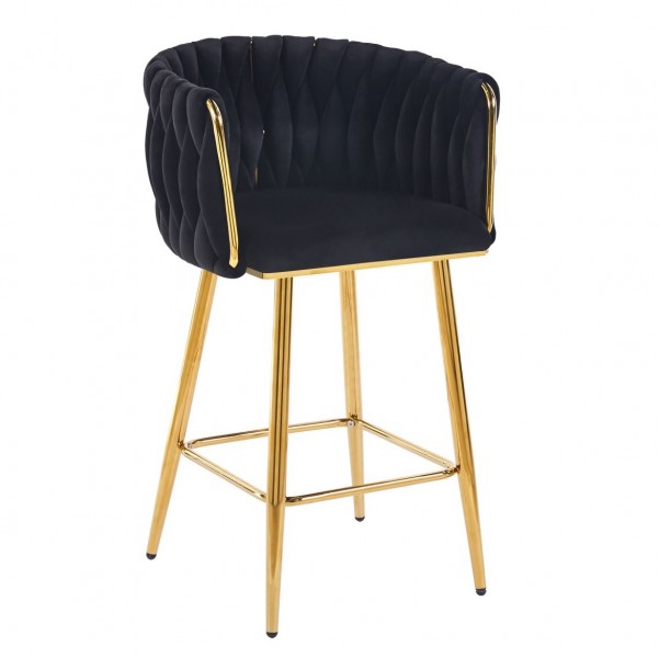 Hoker z przeplatanym oparciem H7-FX, złote nogi