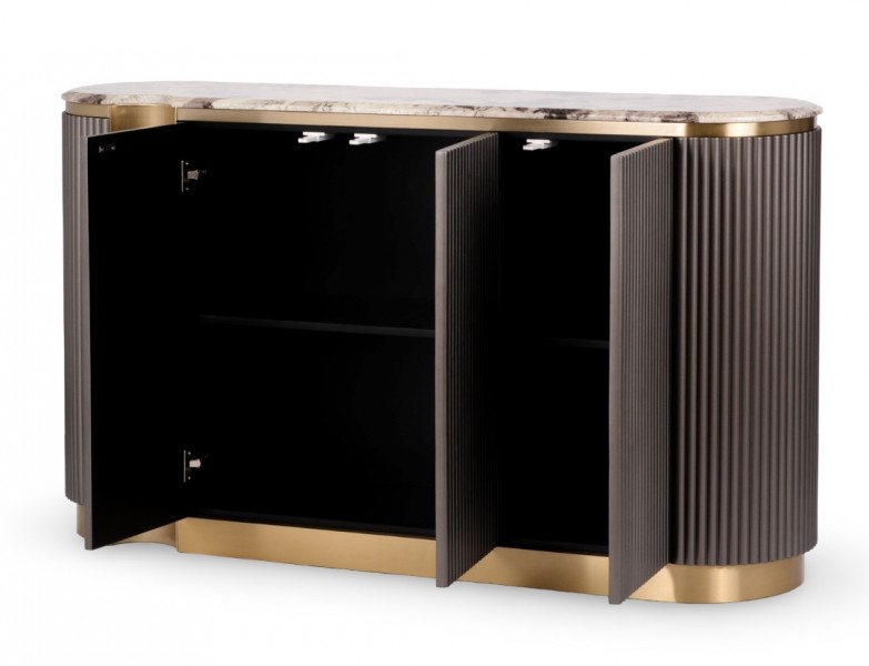 Ryflowana komoda glamour Stilig ST917, grafitowa