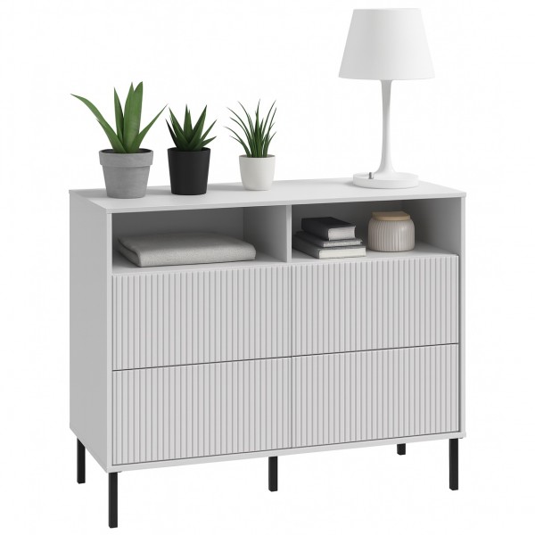 Komoda z ryflowanymi frontami Nektarius 221, kolor secret grey