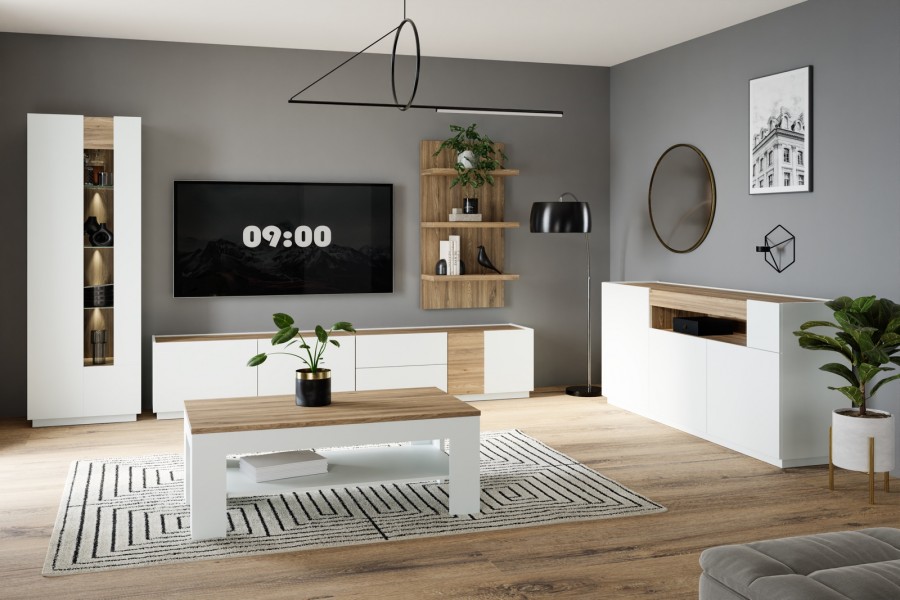Stolik kawowy z półką Lewisville 5016 Secret Grey/dąb Valencia