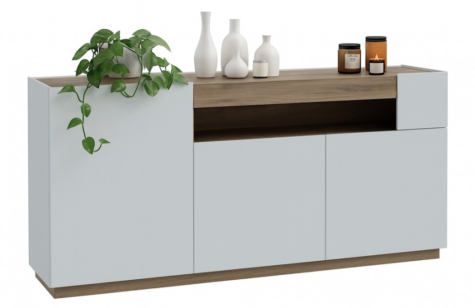 Trzydrzwiowa komoda z wnęką Lewisville 231, Secret Gray/dąb Valencia