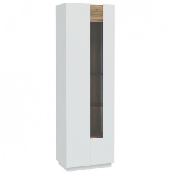 Wąska witryna z przeszkleniem Lewisville 711, Secret Grey/dąb Valencia
