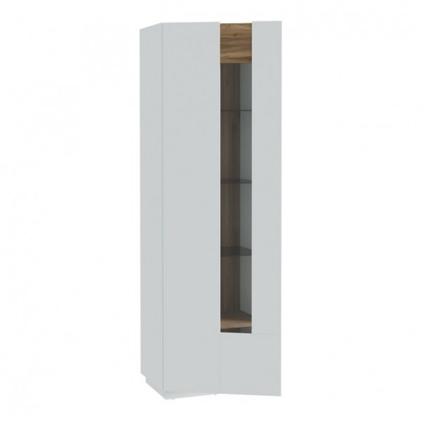Wąska witryna z przeszkleniem Lewisville 711, Secret Grey/dąb Valencia