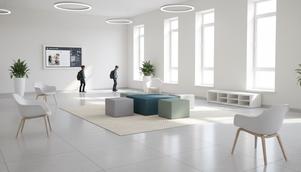Zestaw nowoczesnych siedzisk do przestrzeni edukacyjnych Tobo Light 12
