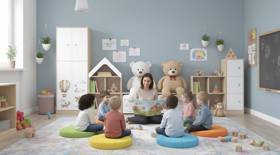 Zestaw nowoczesnych mebli przedszkolnych do placówek edukacyjnych Blox Air 14