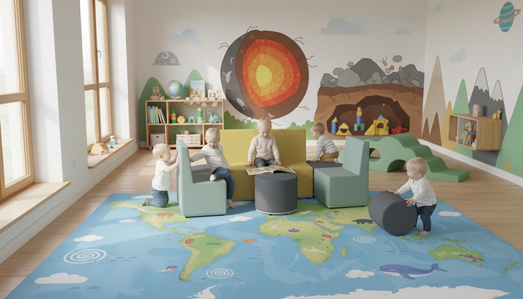Siedzisko edukacyjne z pianki Tobo Junior z oparciem, prostokąt 80 cm