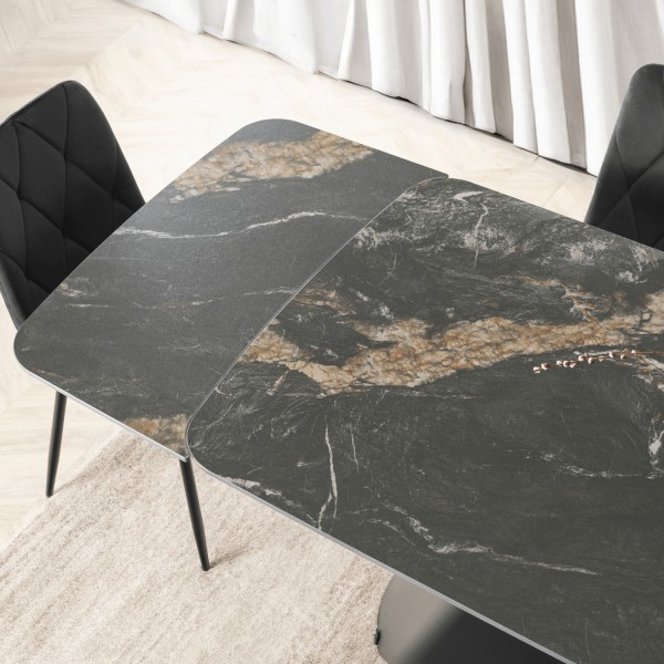Ceramiczny stół z rozkładanym blatem Verona 160-240 cm, czarny marmur/czarny