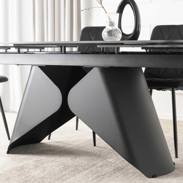Ceramiczny stół z rozkładanym blatem Verona 160-240 cm, czarny marmur/czarny