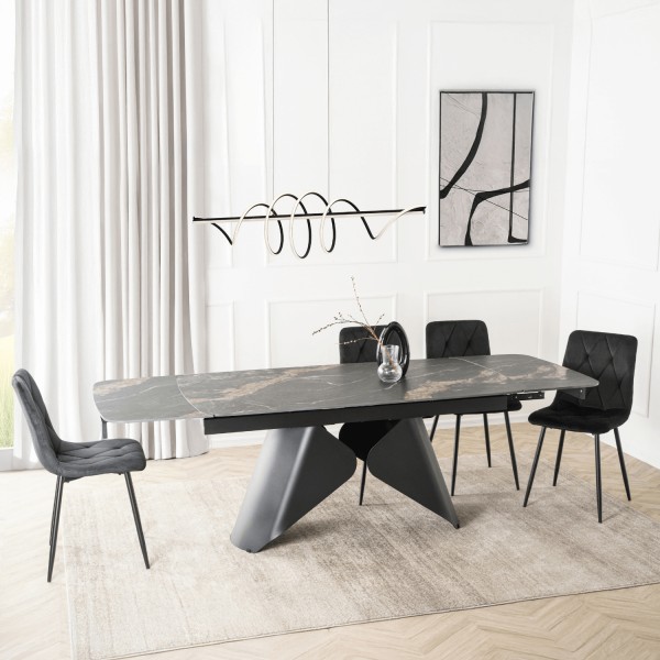 Ceramiczny stół z rozkładanym blatem Verona 160-240 cm, czarny marmur/czarny