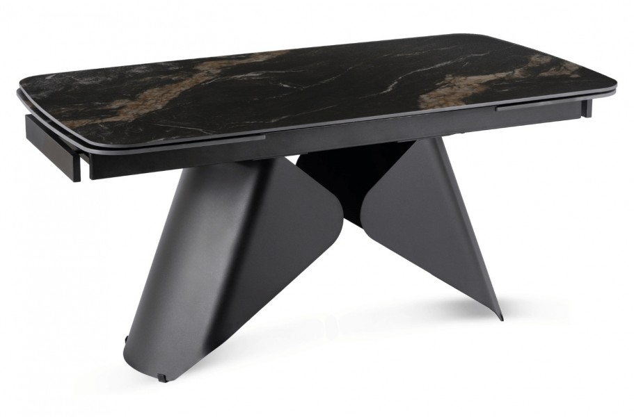 Ceramiczny stół z rozkładanym blatem Verona 160-240 cm, czarny marmur/czarny