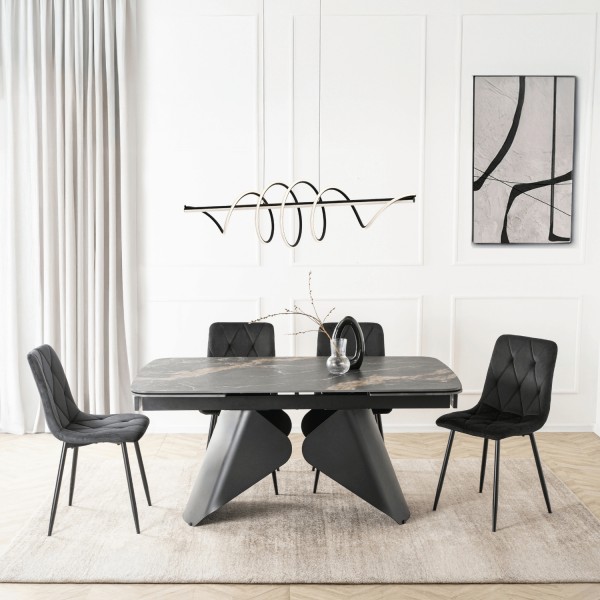 Ceramiczny stół z rozkładanym blatem Verona 160-240 cm, czarny marmur/czarny
