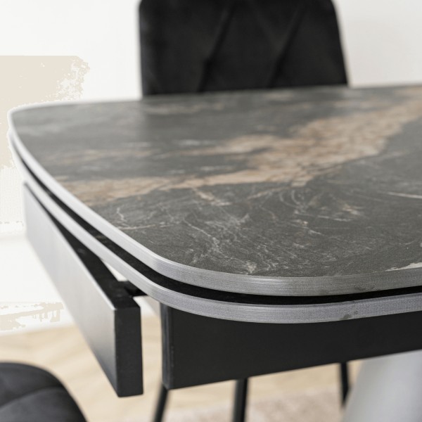 Ceramiczny stół z rozkładanym blatem Verona 160-240 cm, czarny marmur/czarny